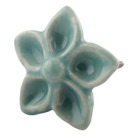Sea Green Ceramic Flower Drawer Knob Online
